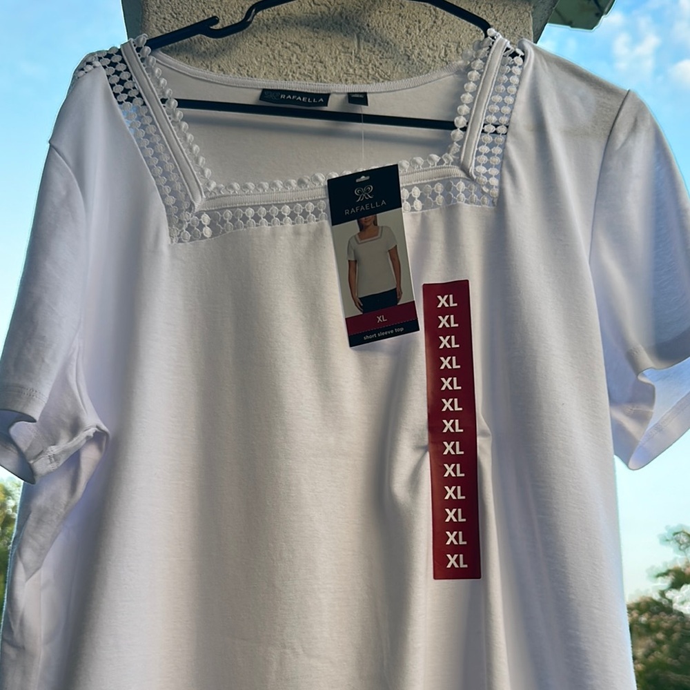 Rafaella White Short Sleeve Top